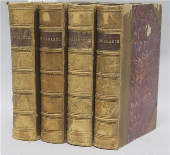 Eliot, George - Middlemarch, 1st edition in book form, 4 vols, half calf with marbled boards, joints